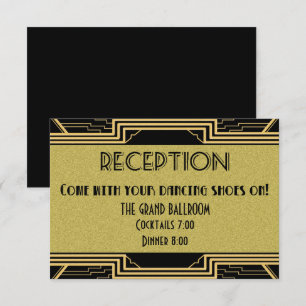 Invitación Detalles de la Suite de Boda Gatsby Gold Fiesta de