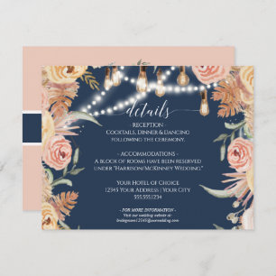 Invitación Detalles de las luces de Edison floral de rosas ma
