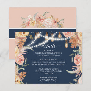 Invitación Detalles de las luces de edison florales de rosas 