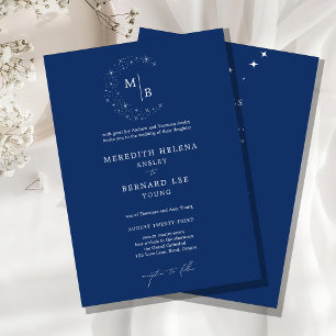 Invitación Detalles de Monograma de Boda Celestial Elegante F