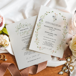 Invitación Detalles de Monograma de Boda Formal Vintage Rústi