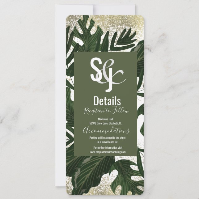 Invitación Detalles de Monstera Tropical Falso Salpicadura de (Anverso)