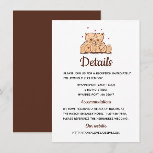 Invitación Detalles de oso de peluche marrón y blanco para bo