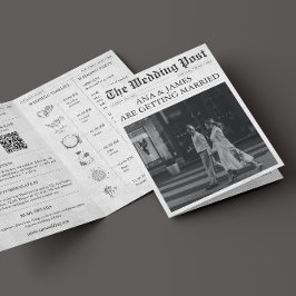 Invitación Detalles de periódico cronología QR todo en un Bod