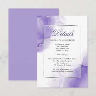 Invitación Detalles de Plata Amethyst Purple Script