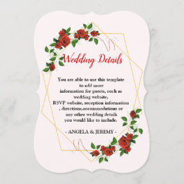 Invitación Detalles de Recepción de Boda Floral Geométrico Mo
