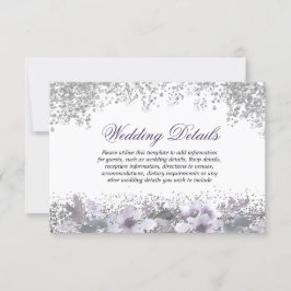 Invitación Detalles de recepción de boda floral morado con br