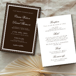 Invitación Detalles de recepción elegante marrón chocolate Bo