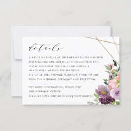 Invitación Detalles de Rubor Plum Floral Geométrico Purple