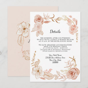 Invitación Detalles de Terracota Floral con Acuarela Rosa en 