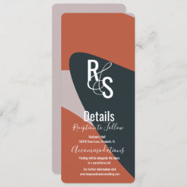 Invitación Detalles del Boda azul de terracota orgánica minim