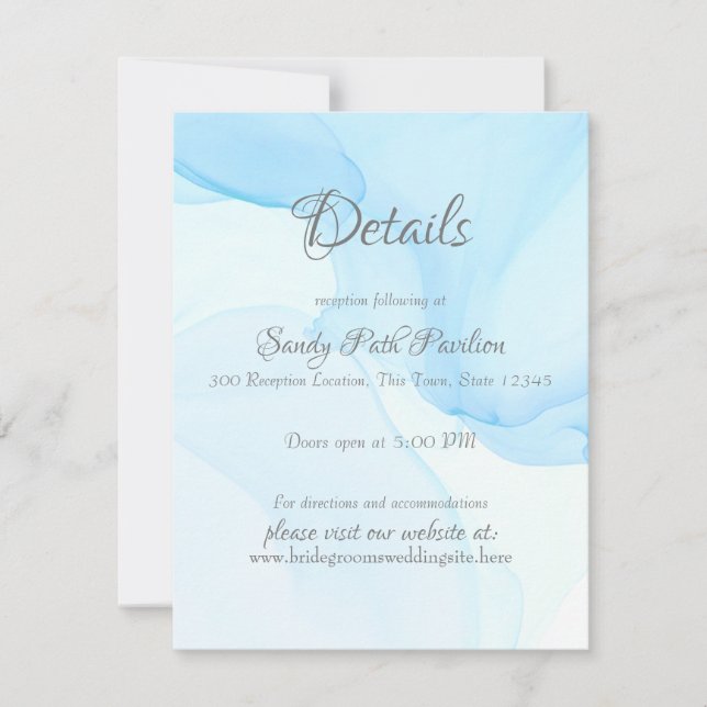 Invitación Detalles del Boda azul del Caribe (Anverso)