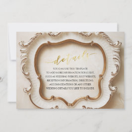 Invitación Detalles del Boda Barroco Blanco y Oro de Lujo