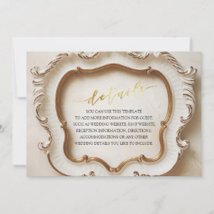 Invitación Detalles del Boda Barroco Blanco y Oro de Lujo