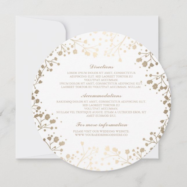Invitación Detalles del Boda blanco del aliento del bebé - In (Anverso)