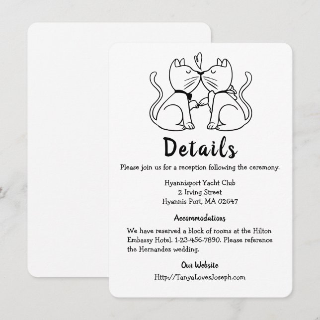 Invitación Detalles del Boda blanco y negro curado para los a (Anverso / Reverso)