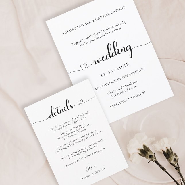 Invitación Detalles Del Boda Blanco Y Negro Moderno De Love H (Subido por el creador)