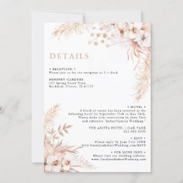 Invitación Detalles del Boda Boho Pampas Grass Floral