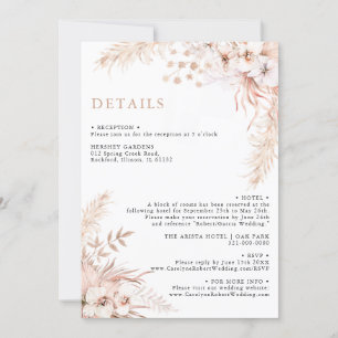 Invitación Detalles del Boda Boho Pampas Grass Floral