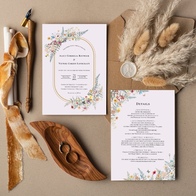 Invitación Detalles del Boda Boho Wildflower Fern Lavender y (Subido por el creador)