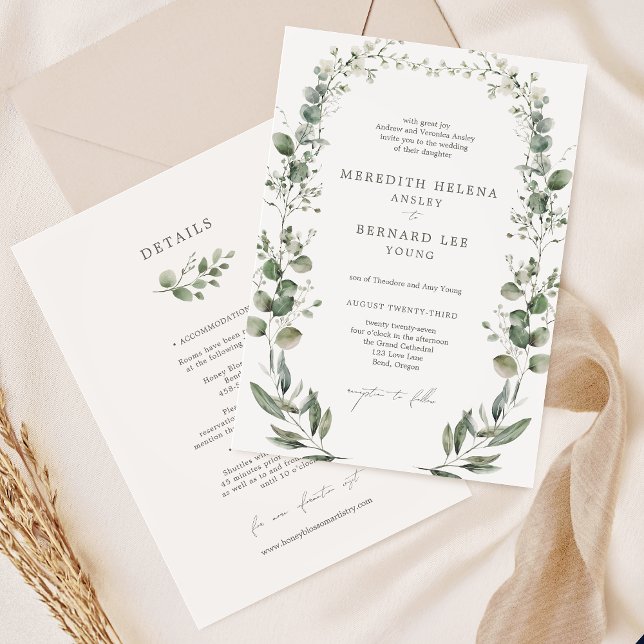 Invitación Detalles del Boda botánico elegante formal y (Subido por el creador)