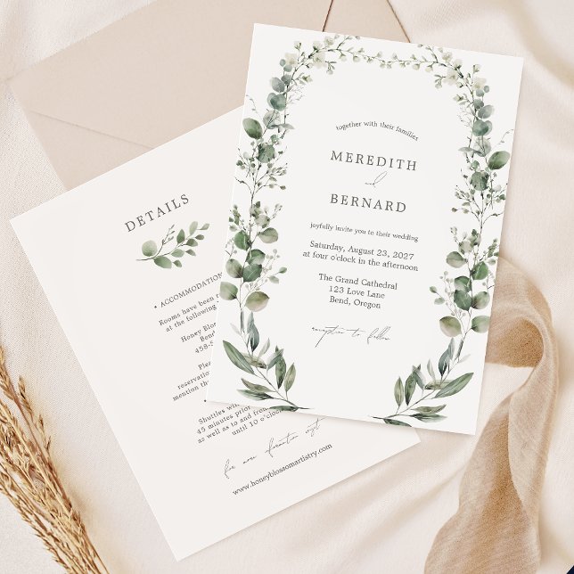 Invitación Detalles del Boda botánico simple y elegante (Subido por el creador)
