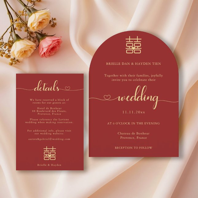 Invitación Detalles del Boda chino moderno (Subido por el creador)