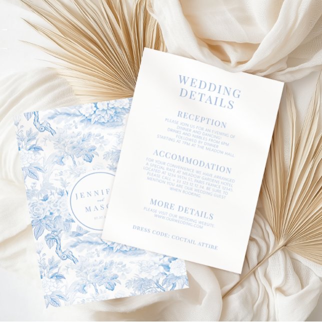 Invitación Detalles del Boda clásico Chinoiserie blanco azul (Subido por el creador)
