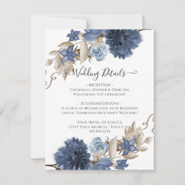 Invitación Detalles del Boda de acuarela floral de la marina 
