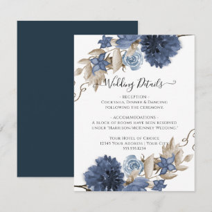 Invitación Detalles del Boda de acuarela floral de la marina 