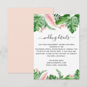 Invitación Detalles del Boda de acuarela floral de palmeras t