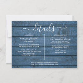 Invitación Detalles del Boda de Blue Rustic Wood String Light