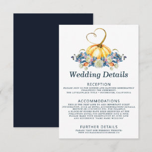 Invitación Detalles del Boda de calabaza de otoño