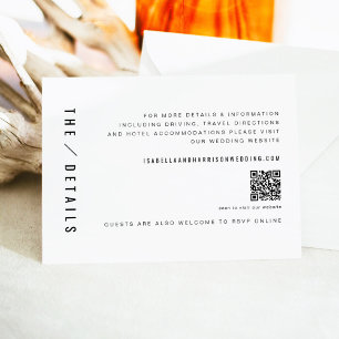 Invitación Detalles del Boda de código QR Minimalista WILLOW