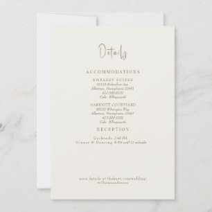 Invitación Detalles del Boda de crema: cierre de flotación