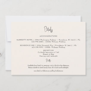 Invitación Detalles del Boda de crema horizontal