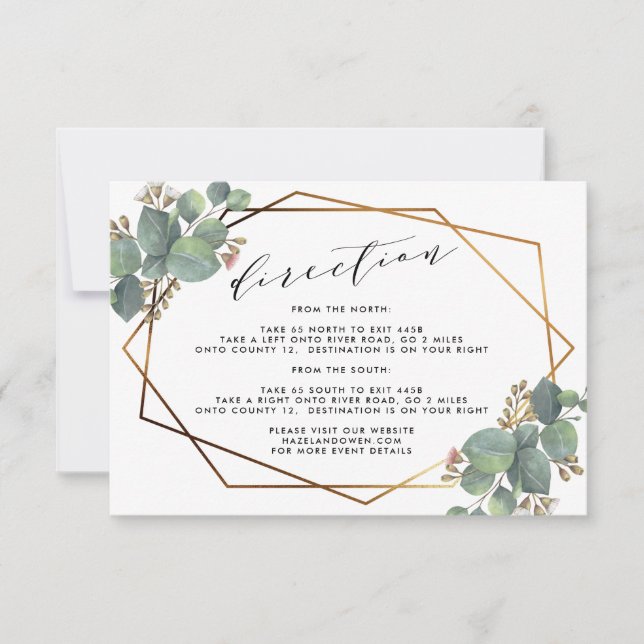 Invitación Detalles del boda de cuadro geométrico Eucalyptus (Anverso)