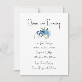 Invitación Detalles del Boda de Encanto Floral Azul Dusty