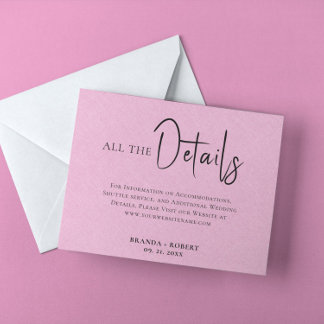 Invitación Detalles del Boda de escritura negra simple de lín