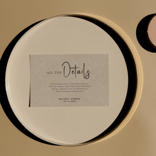 Invitación Detalles del Boda de escritura negra simple de Tan (Subido por el creador)