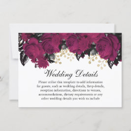 Invitación Detalles del Boda de flores de Berry Gold Marsala 