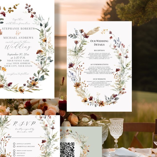 Invitación Detalles del Boda de flores de flores silvestres d (Subido por el creador)