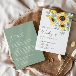 Invitación Detalles del Boda de girasol de color acuático rus