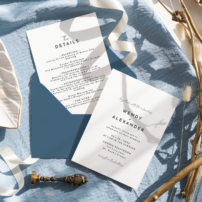 Invitación Detalles del Boda de guiones modernos y blancos y (Subido por el creador)