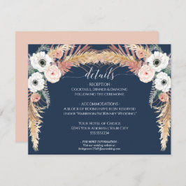 Invitación Detalles del Boda de hierba de Rubor Floral Pampas