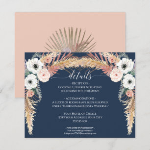 Invitación Detalles del Boda de hierba de Rubor Floral Pampas