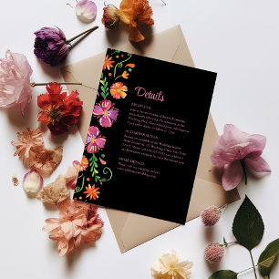 Invitación Detalles del Boda de la Fiesta floral colorida mex