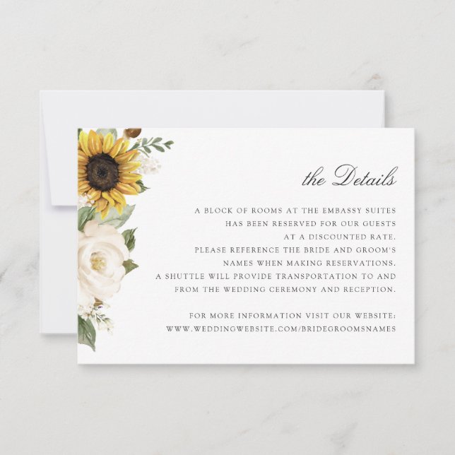 Invitación Detalles del Boda de la vegetación floral blanca S (Anverso)