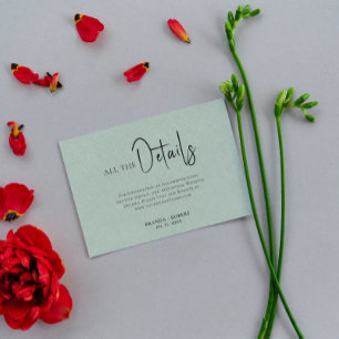 Invitación Detalles del Boda de línea verde simple de escritu