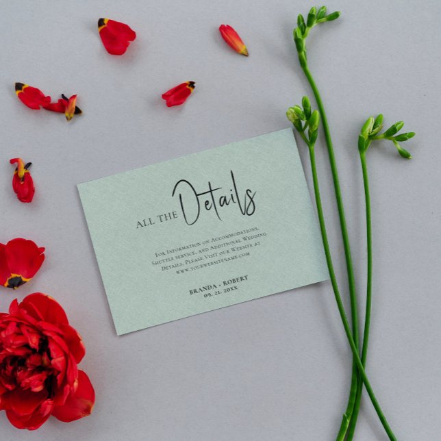 Invitación Detalles del Boda de línea verde simple de escritu (Subido por el creador)